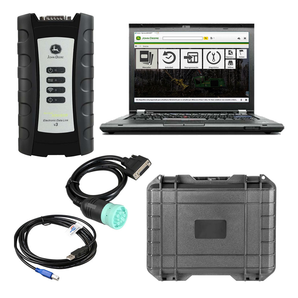 V5.4.44 John Deere Service Advisor EDL V3 Electronic Data Link Truck Diagnostic Kit Plus Lenovo T420 Laptop