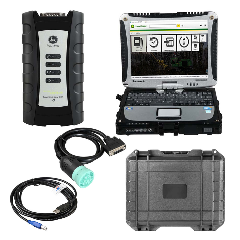 V5.4.44 John Deere Service Advisor EDL V3 Electronic Data Link Tractor  Diagnostic Kit Plus Panasonic CF19 I5 Laptop